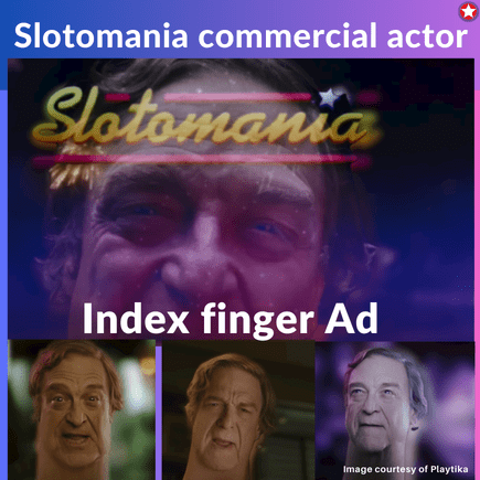 Slotomania commercial actor as an Index finger: John Goodman