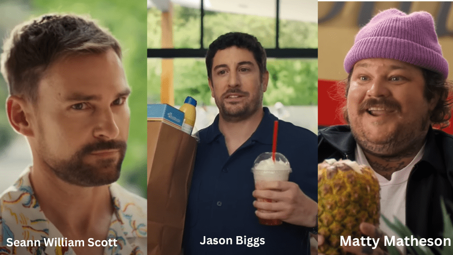 Doordash commercial Actors: Best Summer Ever & Super Bowl 2023 are Jason Biggs, Matty Matheson and Seann William Scott 