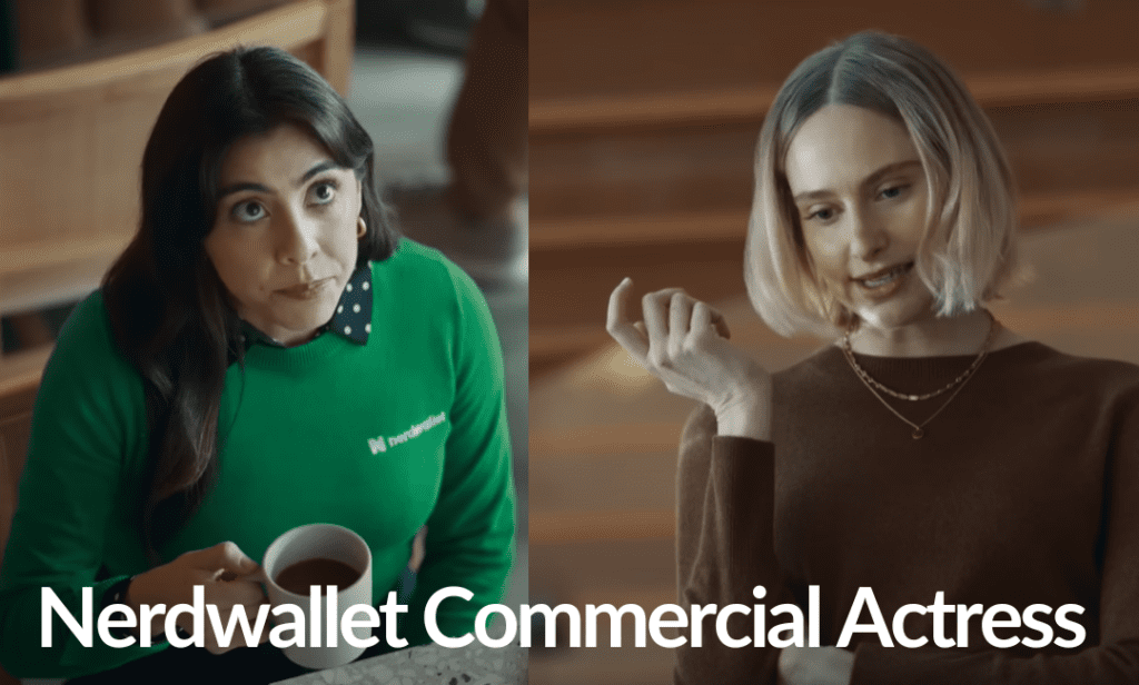 Nerdwallet Commercial Actress in green sweater Michelle Ortiz