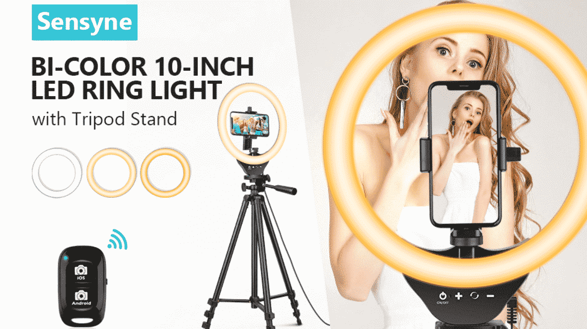 Sensyne 10 Inch LED Ring Light with Tripod Stand and Phone Holder
