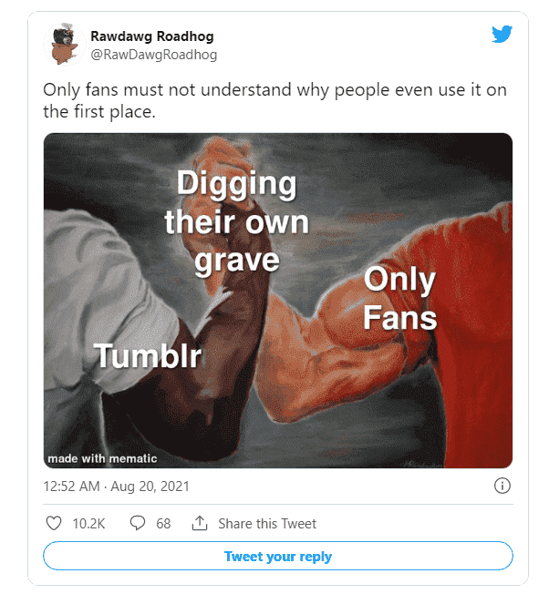 Onlyfans meme arm-wrestling Tumblr Vs Onlyfans digging their own grave