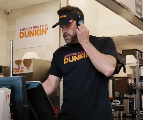 The Hollywood actors Ben Affleck in dunkin  donuts commercial